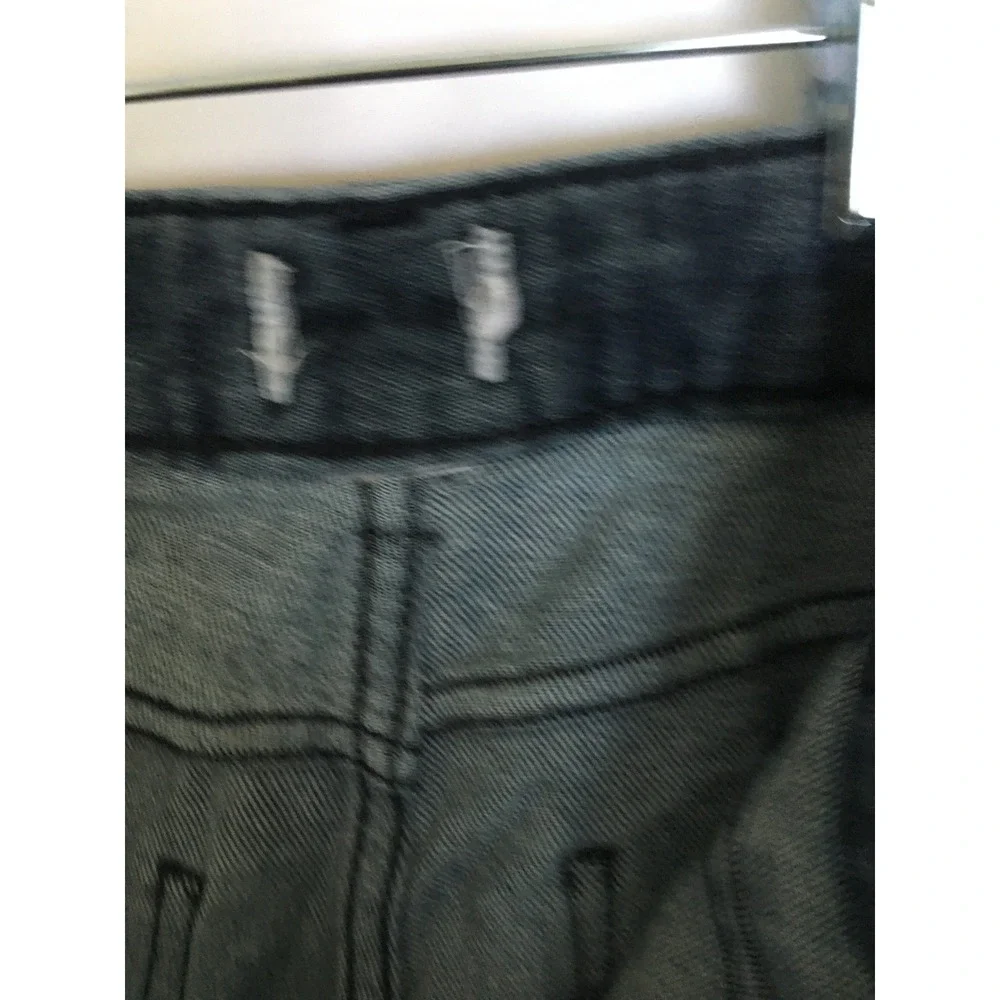 Mens Wide Leg Jeans Dark Wash Black Denim Relaxed Fit High Rise Cropped Pants